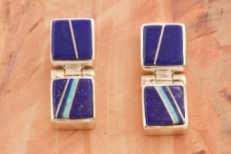 Calvin Begay Genuine Blue Lapis Sterling Silver Earrings